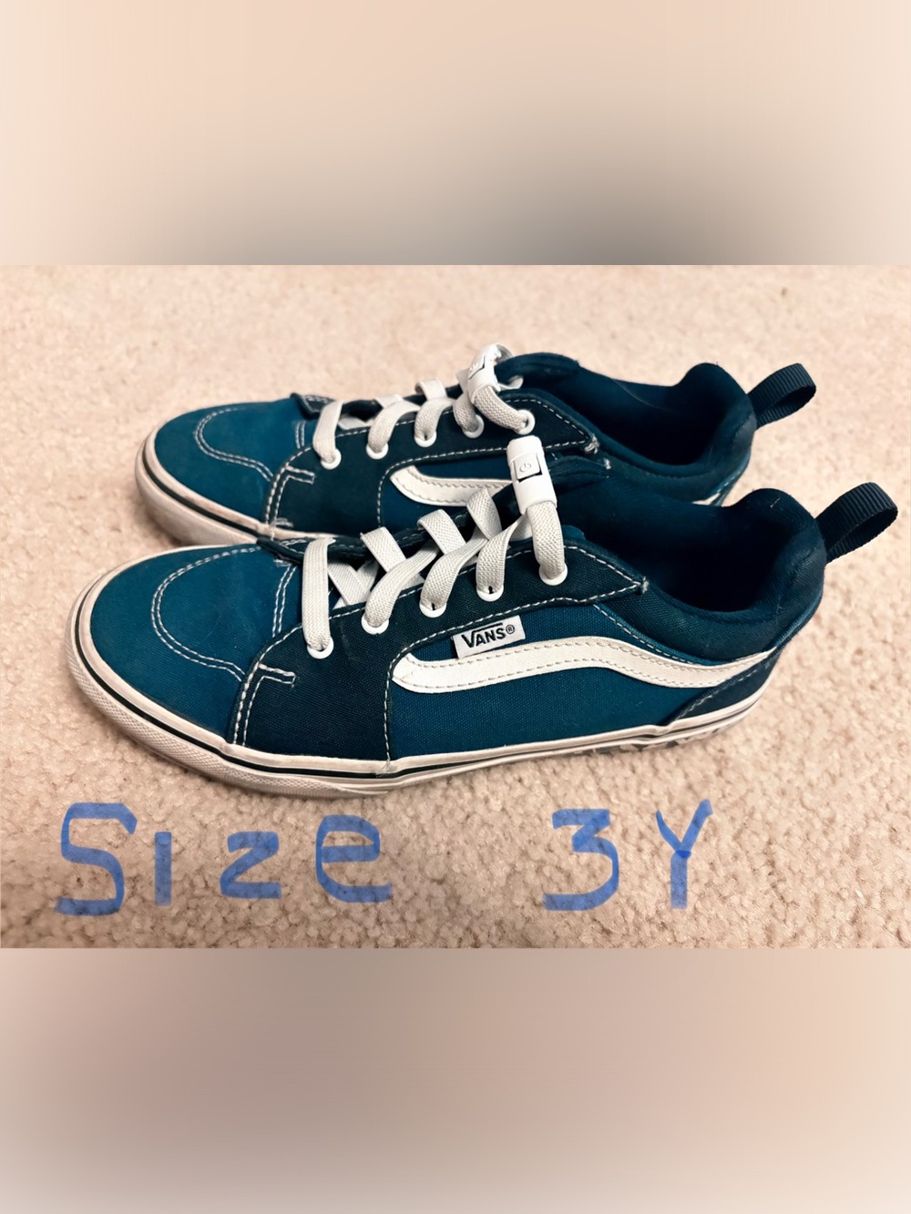 Vans Kids Teal and White Low-Top Sneakers